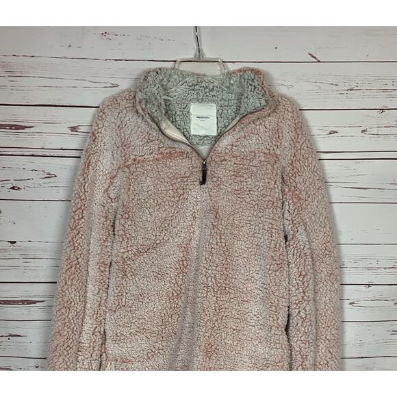 Thread & Supply Nordstrom Women's L Large Pink Sherpa Quarter Zip Fuzzy Pullover - Picture 2 of 12